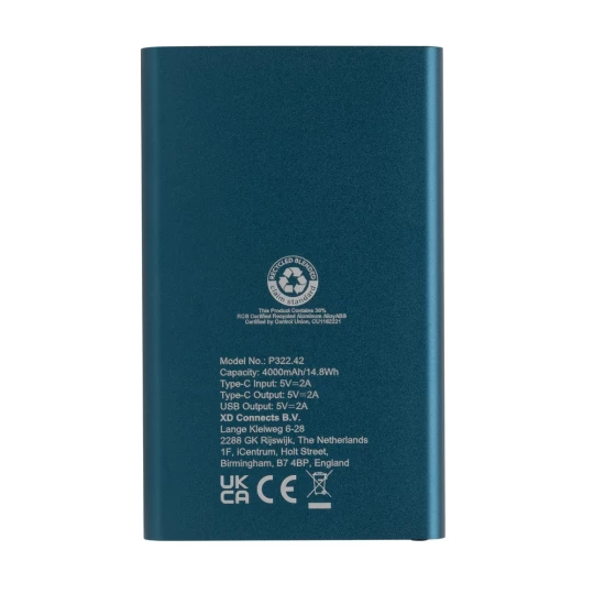 Power bank 4000 mAh z aluminium z recyklingu (P322.425)-1