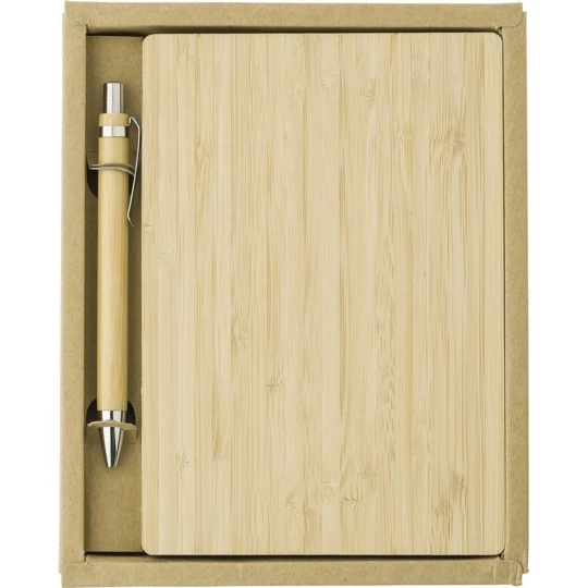 Bamboo notebook approx. B6 with ball pen (V0217-16)-1