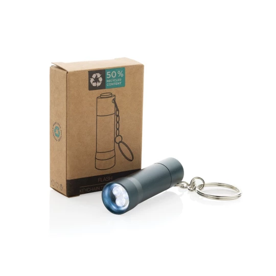 Brelok do kluczy z aluminium z recyklingu, latarka Flash (P514.0405)-1