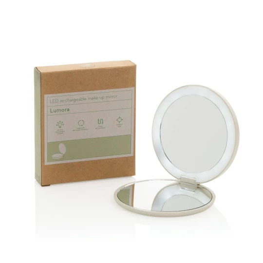 Lumora RCS recycled plastic LED re-chargeable make-up mirror (P457.0319)-1