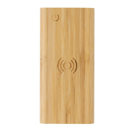Bambusowy, bezprzewodowy power bank 8000 mAh, ładowarka bezprzewodowa 5W (P322.359)-1