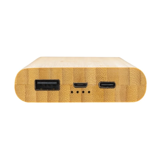 Bambusowy, bezprzewodowy power bank 8000 mAh, ładowarka bezprzewodowa 5W (P322.359)-1