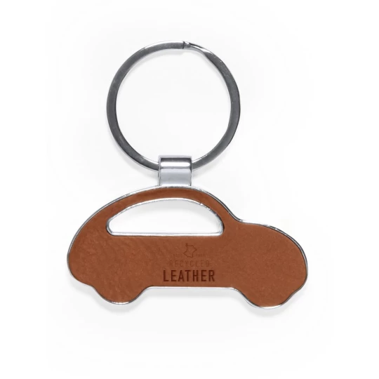 Keyring with front and back part made from recycled leather (V1308-16)-1