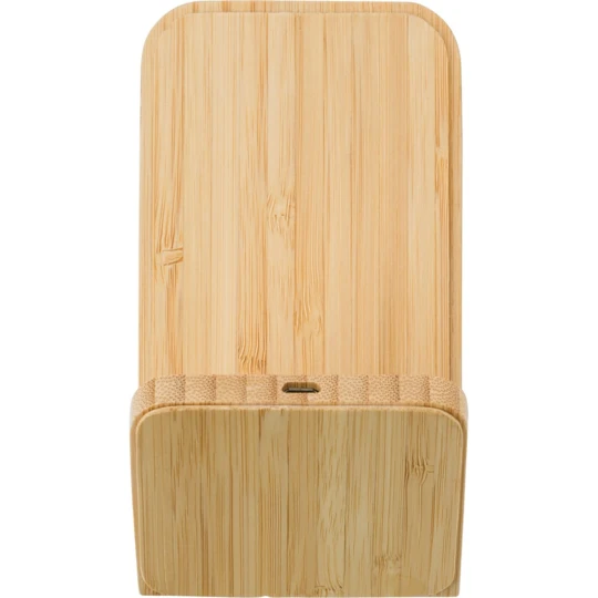 Bambusowa ładowarka bezprzewodowa 5W, stojak na telefon (V0186-17)-1