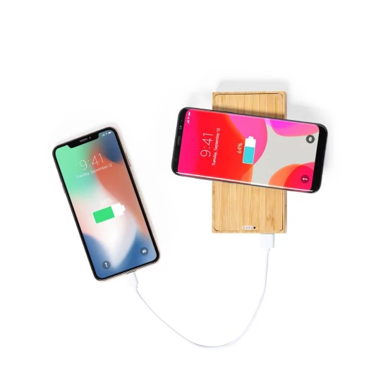 Bamboo wireless power bank 10000 mAh, wireless charger 5W, solar charger (V8335-16)-1