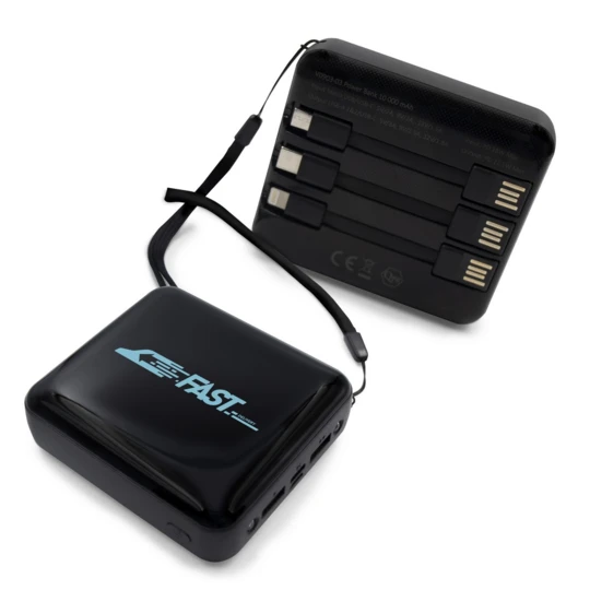 Power bank 10000 mAh, 3 kable do ładowania w komplecie | Tim (V0903-03)-1