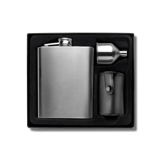 Hip flask 220 ml, cups 30 ml, funnel (V4565-32)-1
