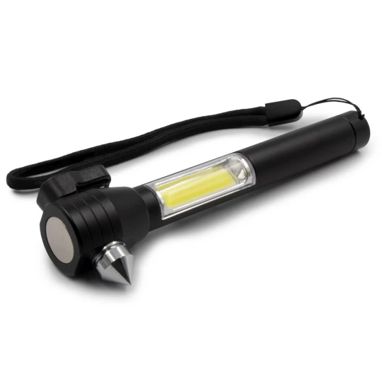 Latarka bezpieczeństwa 1 LED COB, przecinak do pasów, młotek bezpieczeństwa | Flint (V0925-03)-1