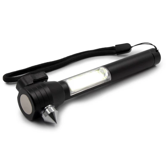 Latarka bezpieczeństwa 1 LED COB, przecinak do pasów, młotek bezpieczeństwa | Flint (V0925-03)-1