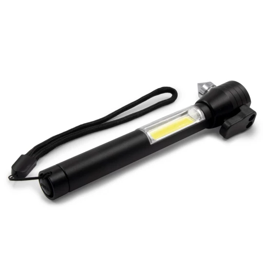 Latarka bezpieczeństwa 1 LED COB, przecinak do pasów, młotek bezpieczeństwa | Flint (V0925-03)-1