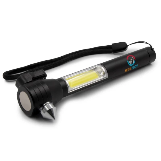 Latarka bezpieczeństwa 1 LED COB, przecinak do pasów, młotek bezpieczeństwa | Flint (V0925-03)-1
