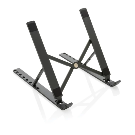 Aluminium laptop stand made with RCS (Recycled Claim Standard) certified recycled aluminium and TPU. Total recycled content: 99% based on total item weight. RCS certification ensures a completely certified supply chain of the recycled materials. The -1