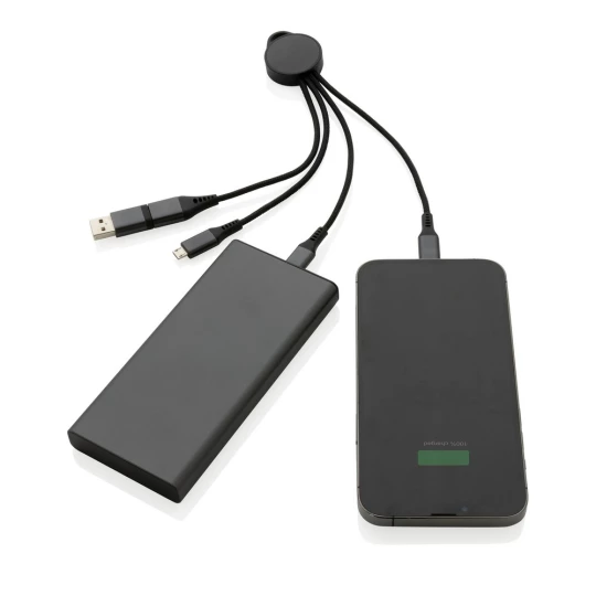 Charging cable made with RCS (Recycled Claim Standard) certified recycled aluminium, recycled TPE and recycled pet. Total recycled content: 68% based on total item weight. RCS certification ensures a completely certified supply chain of the recycled -1