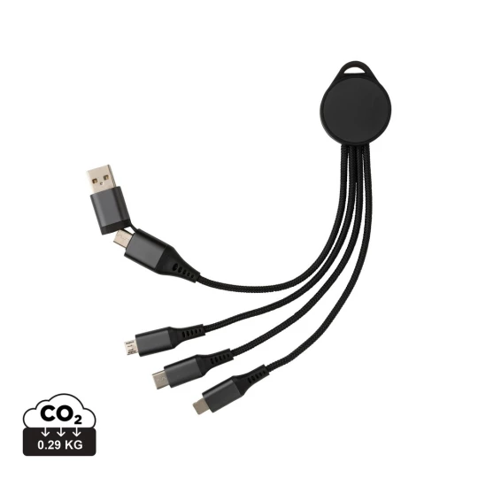 Charging cable made with RCS (Recycled Claim Standard) certified recycled aluminium, recycled TPE and recycled pet. Total recycled content: 68% based on total item weight. RCS certification ensures a completely certified supply chain of the recycled -1