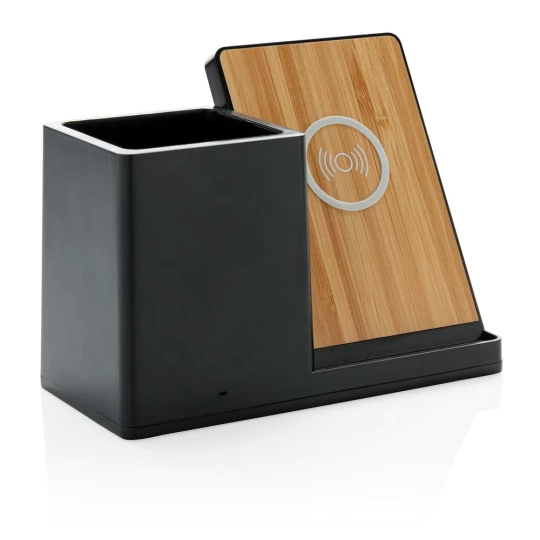 10W fast wireless charger with pen holder made with RCS (Recycled Claim Standard) certified recycled ABS. Total recycled content: 78% based on total item weight. RCS certification ensures a completely certified supply chain of the recycled materials.-1