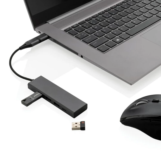 Hub USB 2.0 z USB C, aluminium z recyklingu (P308.682)-1