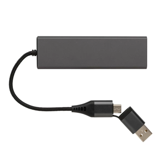 Hub USB 2.0 z USB C, aluminium z recyklingu (P308.682)-1
