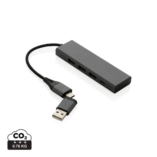 Hub USB 2.0 z USB C, aluminium z recyklingu (P308.682)-1