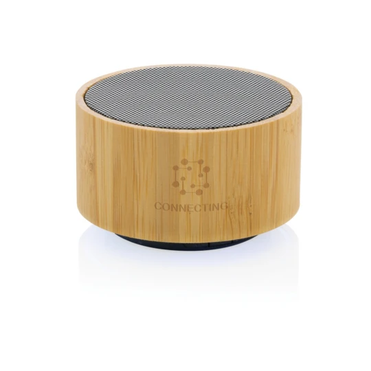 3W wireless speaker made with FSC® 100% bamboo casing and RCS (Recycled Claim Standard) certified recycled ABS. Total recycled content: 16% based on total item weight. RCS certification ensures a completely certified supply chain of the recycled mate-1