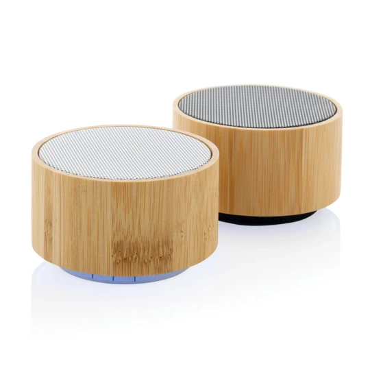 3W wireless speaker made with FSC® 100% bamboo casing and RCS (Recycled Claim Standard) certified recycled ABS. Total recycled content: 16% based on total item weight. RCS certification ensures a completely certified supply chain of the recycled mate-1