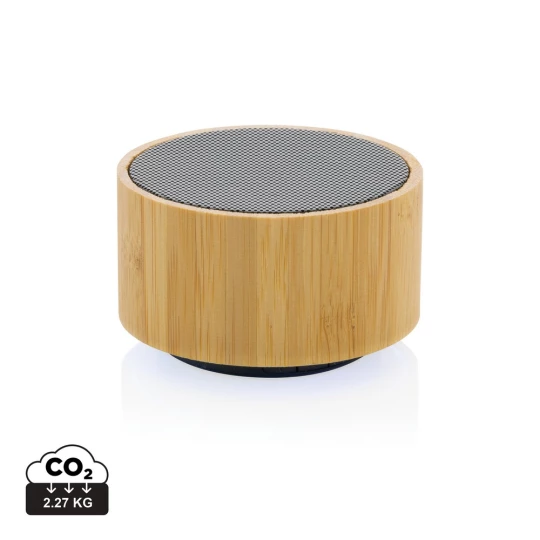 3W wireless speaker made with FSC® 100% bamboo casing and RCS (Recycled Claim Standard) certified recycled ABS. Total recycled content: 16% based on total item weight. RCS certification ensures a completely certified supply chain of the recycled mate-1