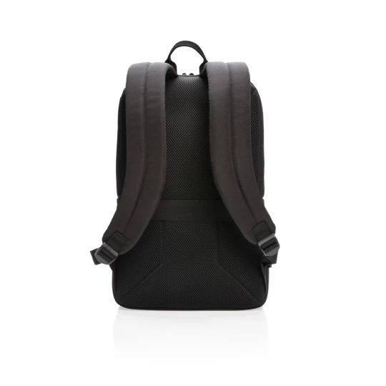 This stylish carry-on laptop backpack is intended for business and leisure trips. It’s designed with a padded 15.6