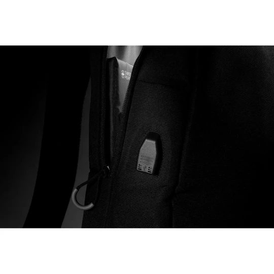 This stylish carry-on laptop backpack is intended for business and leisure trips. It’s designed with a padded 15.6