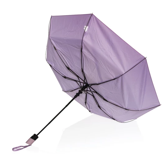 This portable 3 section auto open open mini umbrella  is the perfect size to keep in your bag or car for a weather emergency. Metal frame, fibreglass ribs with ABS handle. With AWARE™ tracer that validates the genuine use of recycled materials. This -1