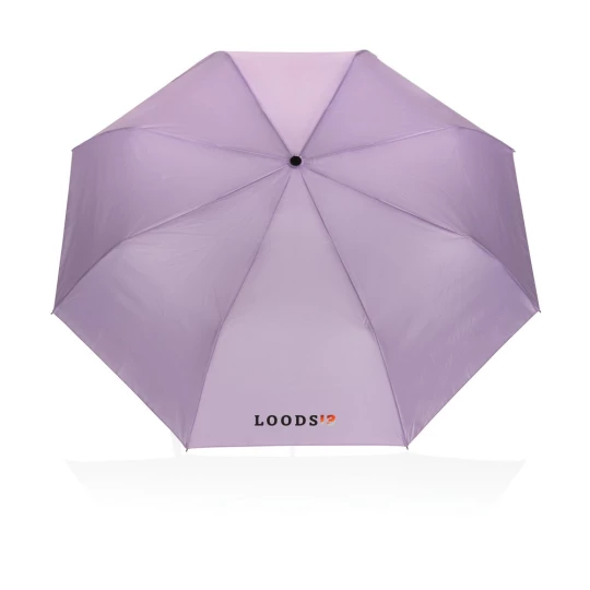 This portable 3 section auto open open mini umbrella  is the perfect size to keep in your bag or car for a weather emergency. Metal frame, fibreglass ribs with ABS handle. With AWARE™ tracer that validates the genuine use of recycled materials. This -1