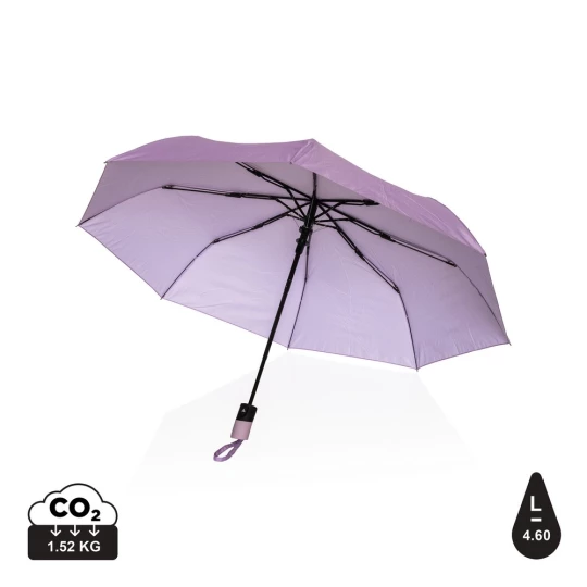 This portable 3 section auto open open mini umbrella  is the perfect size to keep in your bag or car for a weather emergency. Metal frame, fibreglass ribs with ABS handle. With AWARE™ tracer that validates the genuine use of recycled materials. This -1