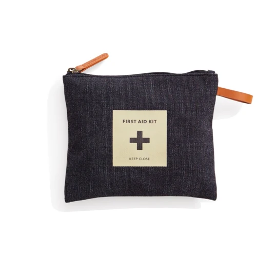 A first aid kit from our popular Asado-series. The fabric bag with a zipper contains everything you need in case of minor accidents such as band-aids, scissors, bandages, etc. Packed in a plastic bag. (VG020-03)-1