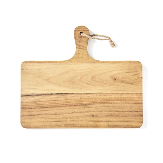 Stylish cutting/serving board that will brighten up any kitchen. The cutting board is made of FSC-certified teak and has a beautiful golden to medium brown wood shade which darkens over time. The board has a high oil content which makes it very resis-1