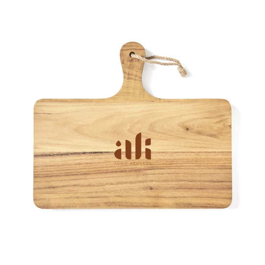 Stylish cutting/serving board that will brighten up any kitchen. The cutting board is made of FSC-certified teak and has a beautiful golden to medium brown wood shade which darkens over time. The board has a high oil content which makes it very resis-1