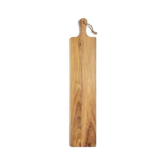 Robust and very handy cutting/serving board that thanks to its length of 75 cm and width of 15 cm has a large enough surface for being used both for cutting and serving.  The board is made of FSC-certified teak and has a beautiful golden to medium br-1