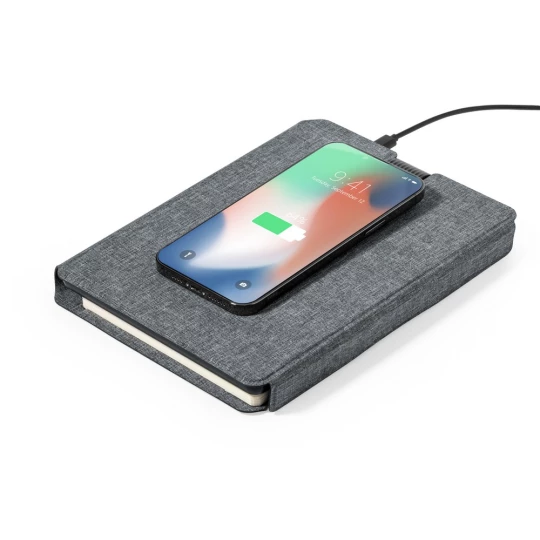 Wielofunkcyjny notatnik RPET A5, magnetyczna ładowarka bezprzewodowa 10W, power bank 5000 mAh (V1302-19)-1