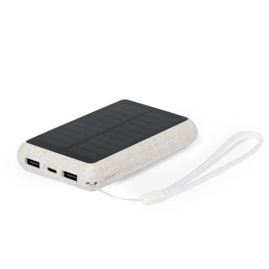Power bank 5000 mAh ze słomy pszenicznej, ładowarka słoneczna (V1353-00)-1