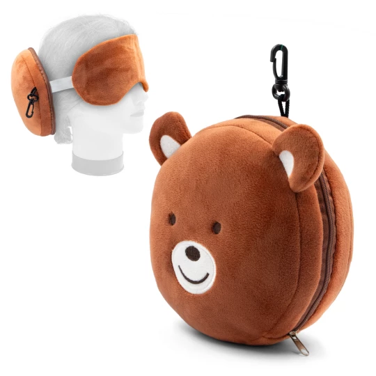 Teddybär aus Plüsch, Reisekissen, Augenmaske | Ren (HE829-16)-1