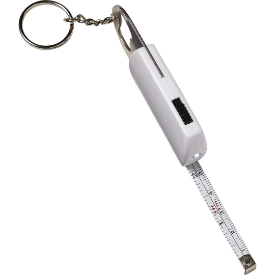 Schlüsselanhänger mit LED-Lampe, Flaschenöffner, Maßband 1m (V9458-02)-1