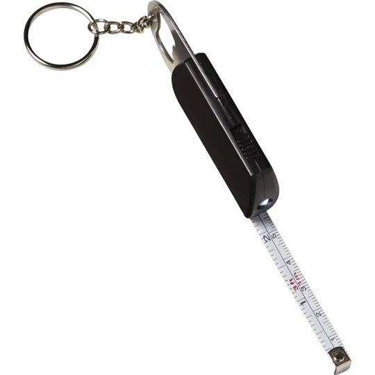 Schlüsselanhänger mit LED-Lampe, Flaschenöffner, Maßband 1m (V9458-03)-1