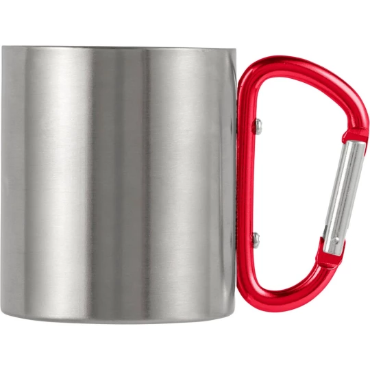 Metal mug 185 ml with carabiner clip (V0646-05)-1