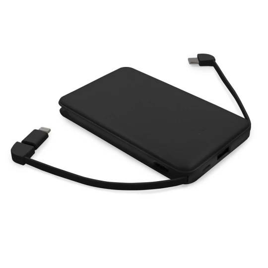 Power bank 5000 mAh ze zintegrowanymi kablami, adapter w komplecie | Presley (V0905-03)-1