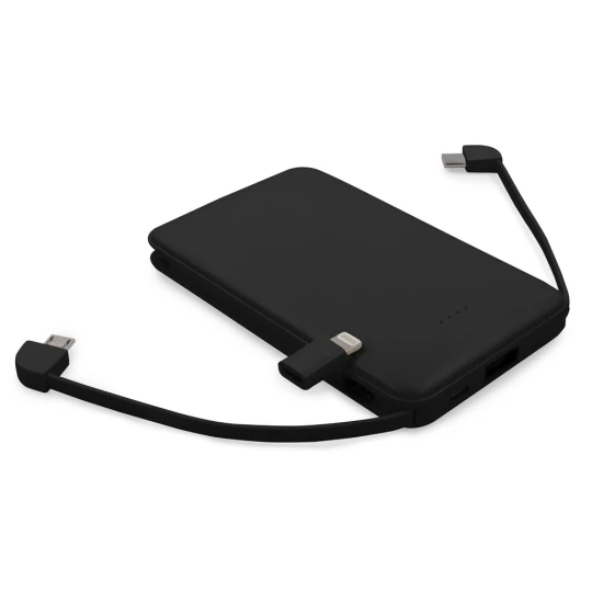 Power bank 5000 mAh ze zintegrowanymi kablami, adapter w komplecie | Presley (V0905-03)-1