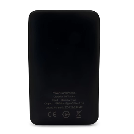 Power bank 5000 mAh ze zintegrowanymi kablami, adapter w komplecie | Presley (V0905-03)-1