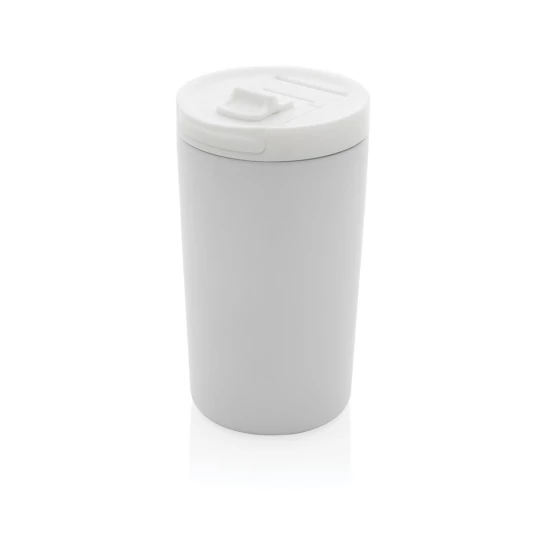 This double wall vacuum leakproof lock mug is the perfect size for your beverage. It's leakproof sealed flip lid is designed for easy open/close and on-the-go use. Vacuum insulation keeps beverages hot for up to 5 hours and cold for up to 15 hours. M-1