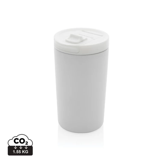 This double wall vacuum leakproof lock mug is the perfect size for your beverage. It's leakproof sealed flip lid is designed for easy open/close and on-the-go use. Vacuum insulation keeps beverages hot for up to 5 hours and cold for up to 15 hours. M-1
