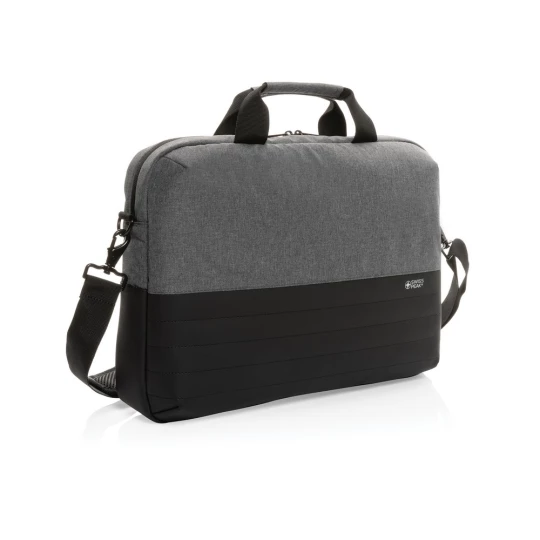 This Swiss Peak AWARE™ 15.6” laptop bag offers unique style and storage for your laptop and tablet. With pockets to organise all of your tech gadgets and personal accessories. RFID pockets for your wallet and passport. Connect your power bank easily -1