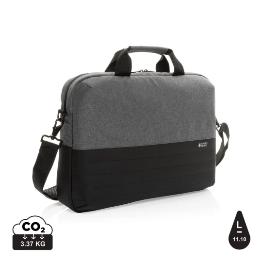 This Swiss Peak AWARE™ 15.6” laptop bag offers unique style and storage for your laptop and tablet. With pockets to organise all of your tech gadgets and personal accessories. RFID pockets for your wallet and passport. Connect your power bank easily -1