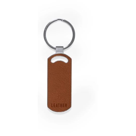 Keyring with front and back part made from recycled leather (V1308-16D)-1