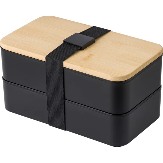 Pudełka śniadaniowe 2 szt., 2x400 ml, bambusowe wieczko, sztućce (V1215-03)-1