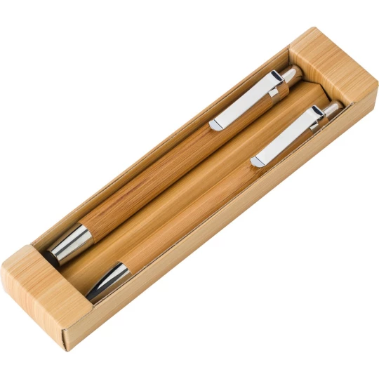 Bambusowy zestaw piśmienniczy, długopis touch pen i ołówek mechaniczny (V1803-16)-1
